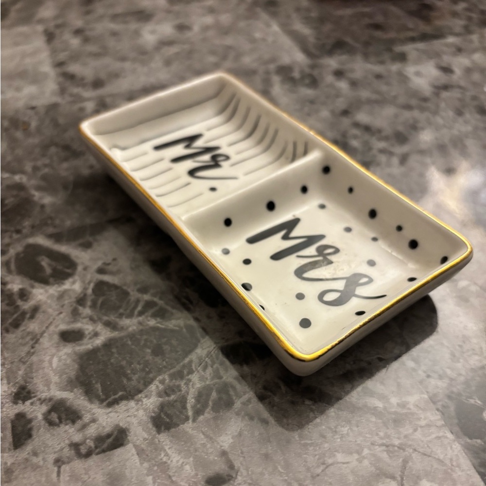 Mr. and Mrs. Double Ring Ceramic Dish